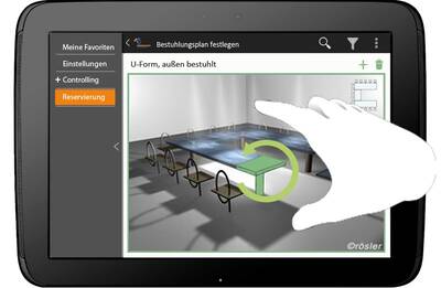 Direkte Mani­pulation des 3D-Bestuhlungs­plans per Touch-Geste