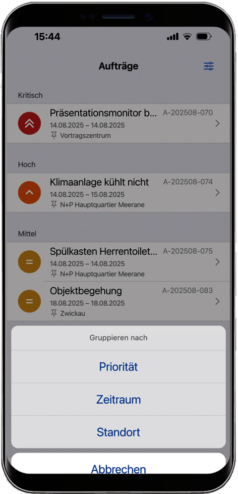 SPARTACUS Field Auftrag - Filterung von Aufträgen