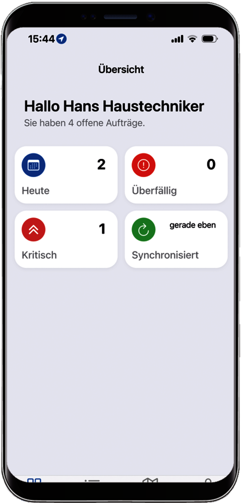 SPARTACUS Field Auftrag - Startseite mit Auftragsübersicht