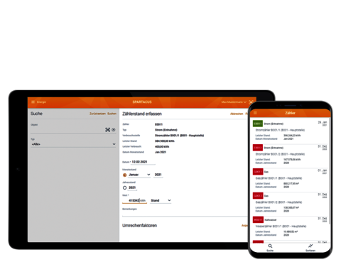 SPARTACUS Energiecontrolling - Zählerstandserfassung und Zählerübersicht mit Anzeige überfälliger Zählerablesungen