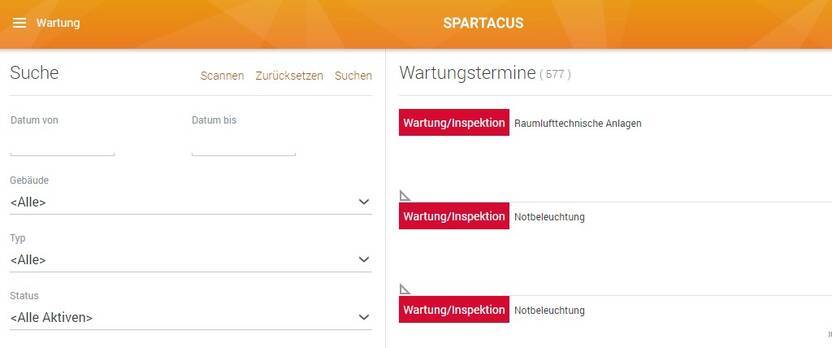 SPARTACUS News - Wartungstermine SPARTACUS Web verwalten