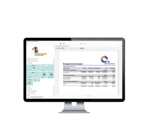 SPARTACUS Facility Management: Report Budgetauslastungen &ndash; tabellarische &Uuml;bersicht geplanter und entstandener Kosten im Budgetmanagement