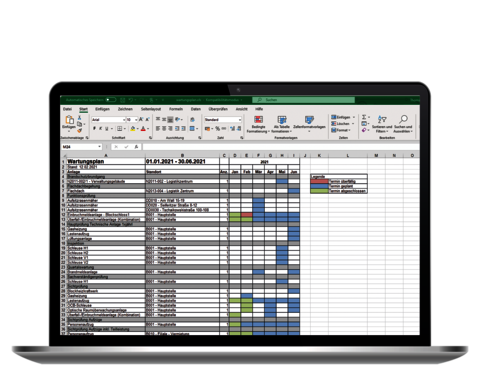 SPARTACUS Instandhaltungsmanagement -  Export des Wartungsplans als Excel-Dokument