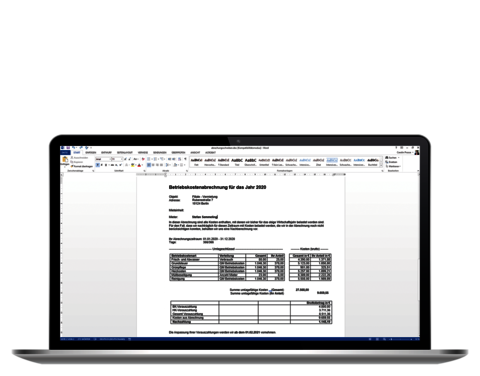 SPARTACUS Vermietungsmanagement - Generierung druckfertiger Betriebskostenabrechnungen