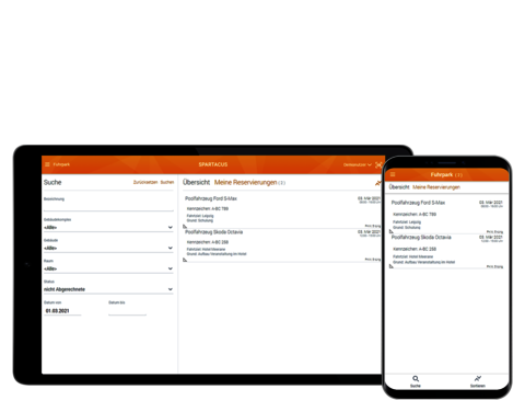 SPARTACUS Fuhrparkmanagement - Anzeige der eigenen Fuhrpark-Reservierungen