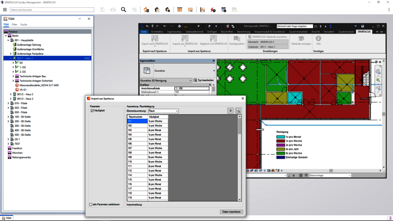 BIM-Übergabe von FM-Daten von SPARTACUS nach Revit